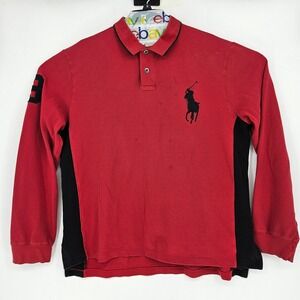Polo Ralph Lauren Shirt Mens XXL Big Pony Preppy Red‎ Long Sleeve Casual FLAWS